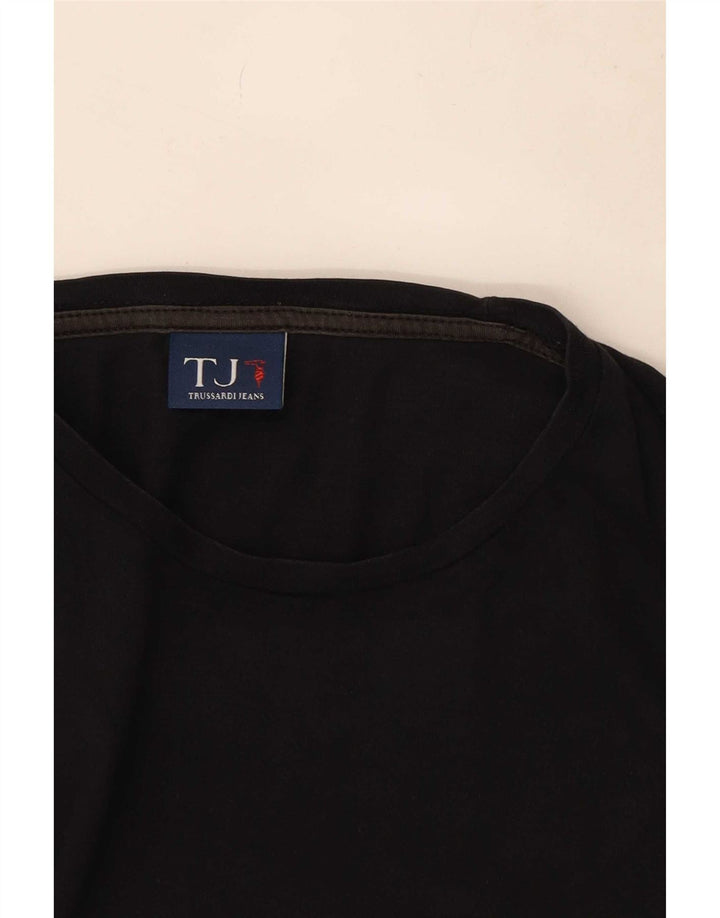 Trussardi Jeans Herren-Oberteil mit Grafik, langärmelig, mittelschwarz, Baumwolle