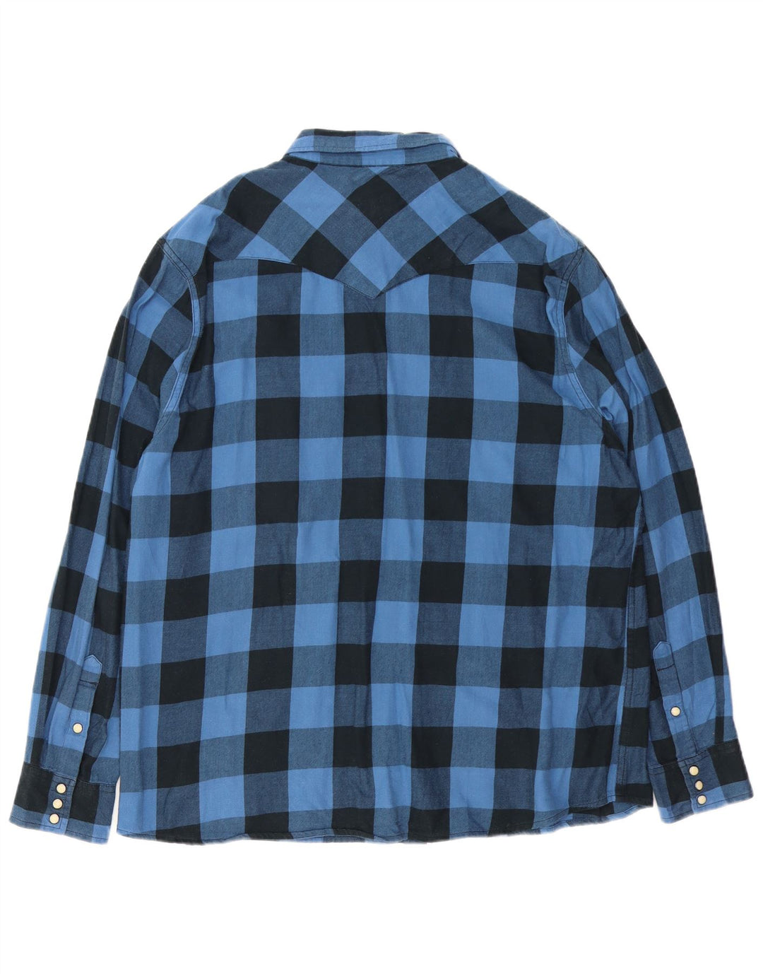 Wrangler Herren-Flanellhemd mit normaler Passform, XL, blaue Gingham-Baumwolle
