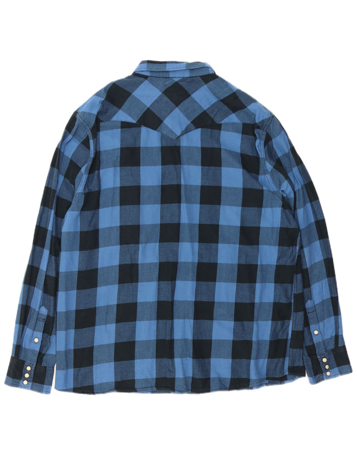 Wrangler Herren-Flanellhemd mit normaler Passform, XL, blaue Gingham-Baumwolle