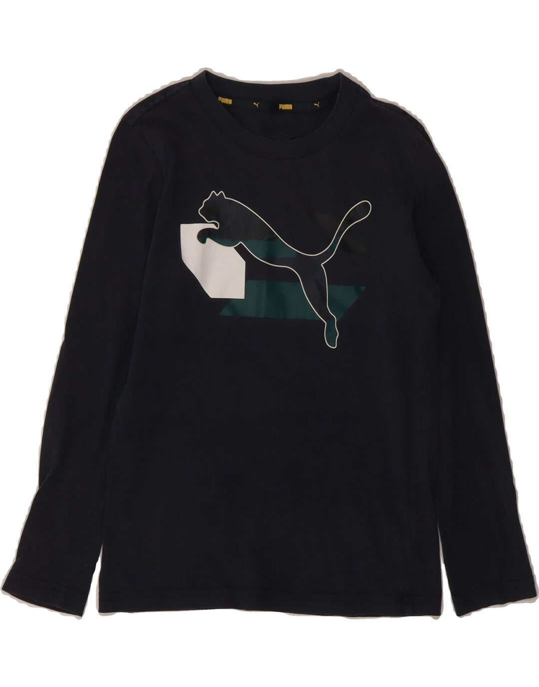 PUMA Boys Graphic Top Long Sleeve 9-10 Years Navy Blue Vintage Puma and Second-Hand Puma from Messina Hembry 