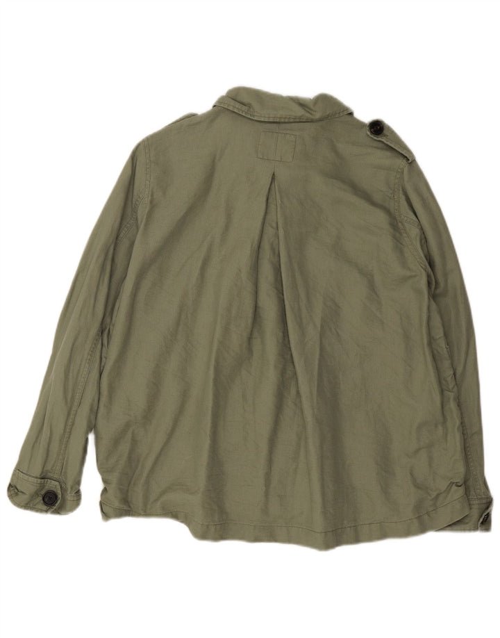 Fat Face Damen Übergroße Militärjacke UK 8 Small Grünes Leinen