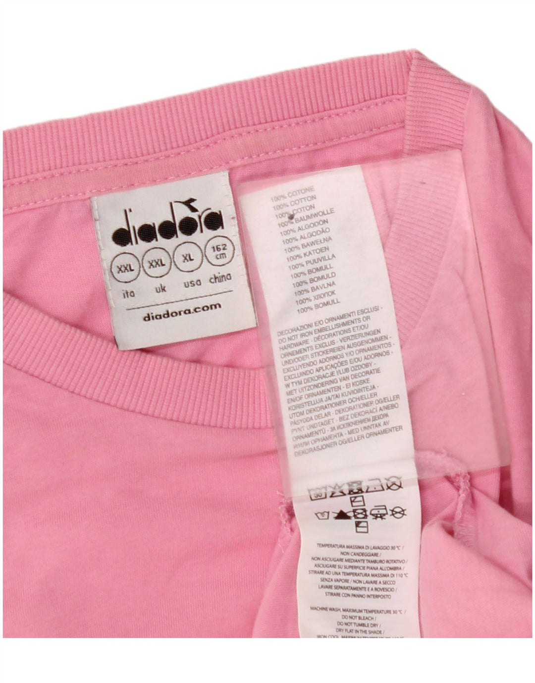 DIADORA T-Shirt-Oberteil für Mädchen, 13–14 Jahre, 2XL, rosa, Baumwolle