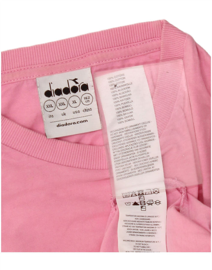 DIADORA T-Shirt-Oberteil für Mädchen, 13–14 Jahre, 2XL, rosa, Baumwolle