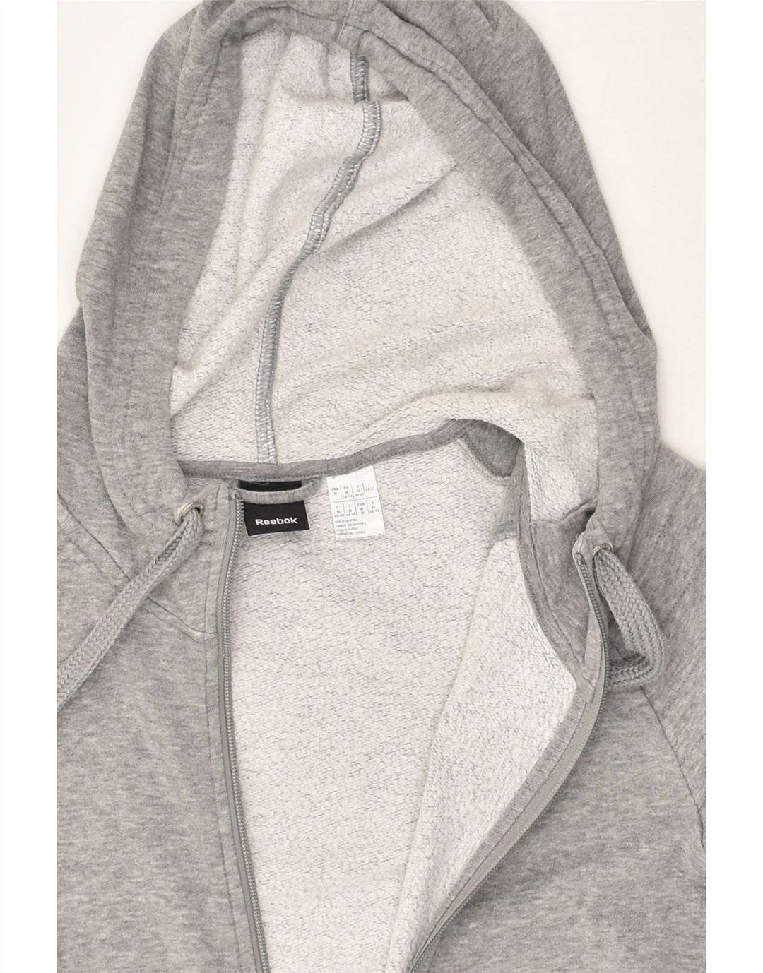 REEBOK Womens Zip Hoodie Sweater UK 14 Medium Grey Cotton | Vintage Reebok | Thrift | Second-Hand Reebok | Used Clothing | Messina Hembry 