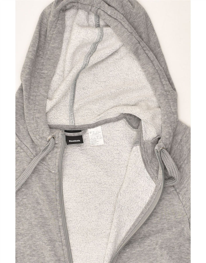 REEBOK Womens Zip Hoodie Sweater UK 14 Medium Grey Cotton | Vintage Reebok | Thrift | Second-Hand Reebok | Used Clothing | Messina Hembry 