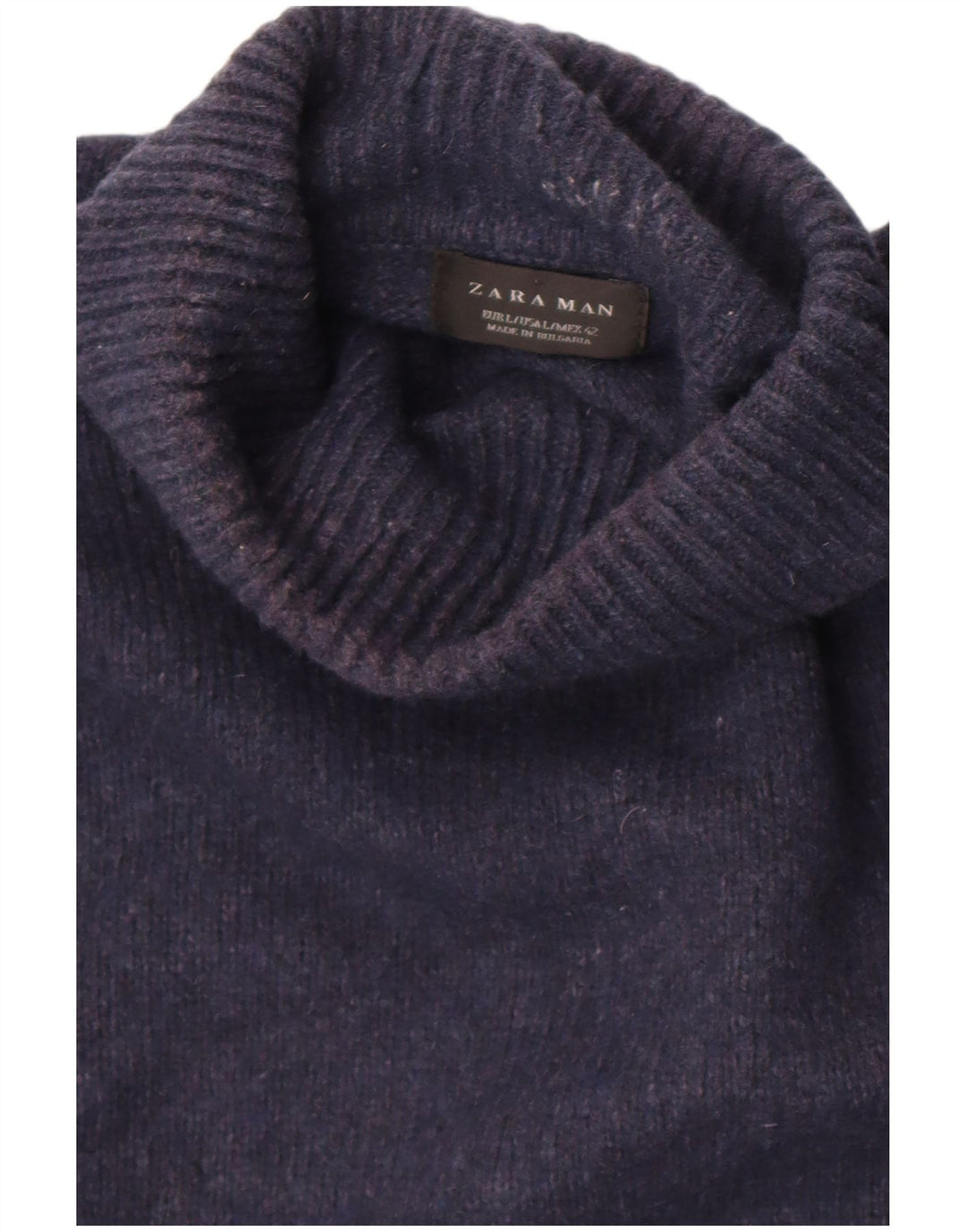 Rollkragenpullover für Herren von Zara, Größe L, Marineblau