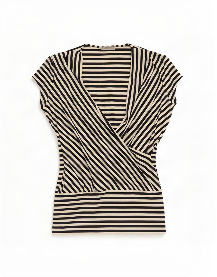 Marks & Spencer Damen-Blusenoberteil, Gr. 46, groß, schwarz gestreift, Viskose