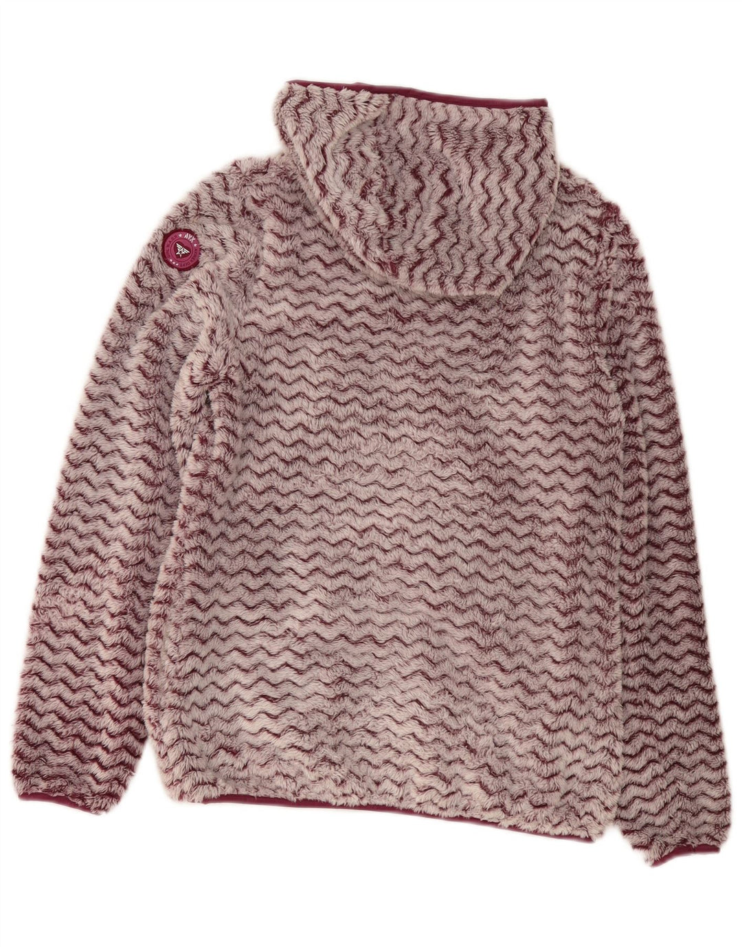 Avirex Damen-Fleecejacke mit Kapuze, UK 12, mittleres Burgunderrot, Chevron-Polyester