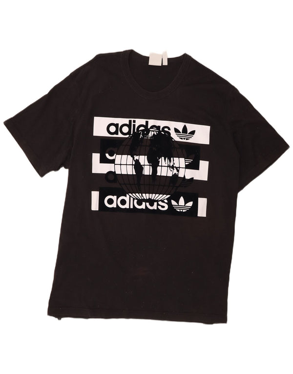 Adidas Herren Grafik T-Shirt Top 2XL Schwarz Baumwolle