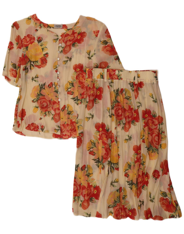 Taifun Damen 2-teiliges Rockset EU 40 Medium W34 Beige Blumenviskose