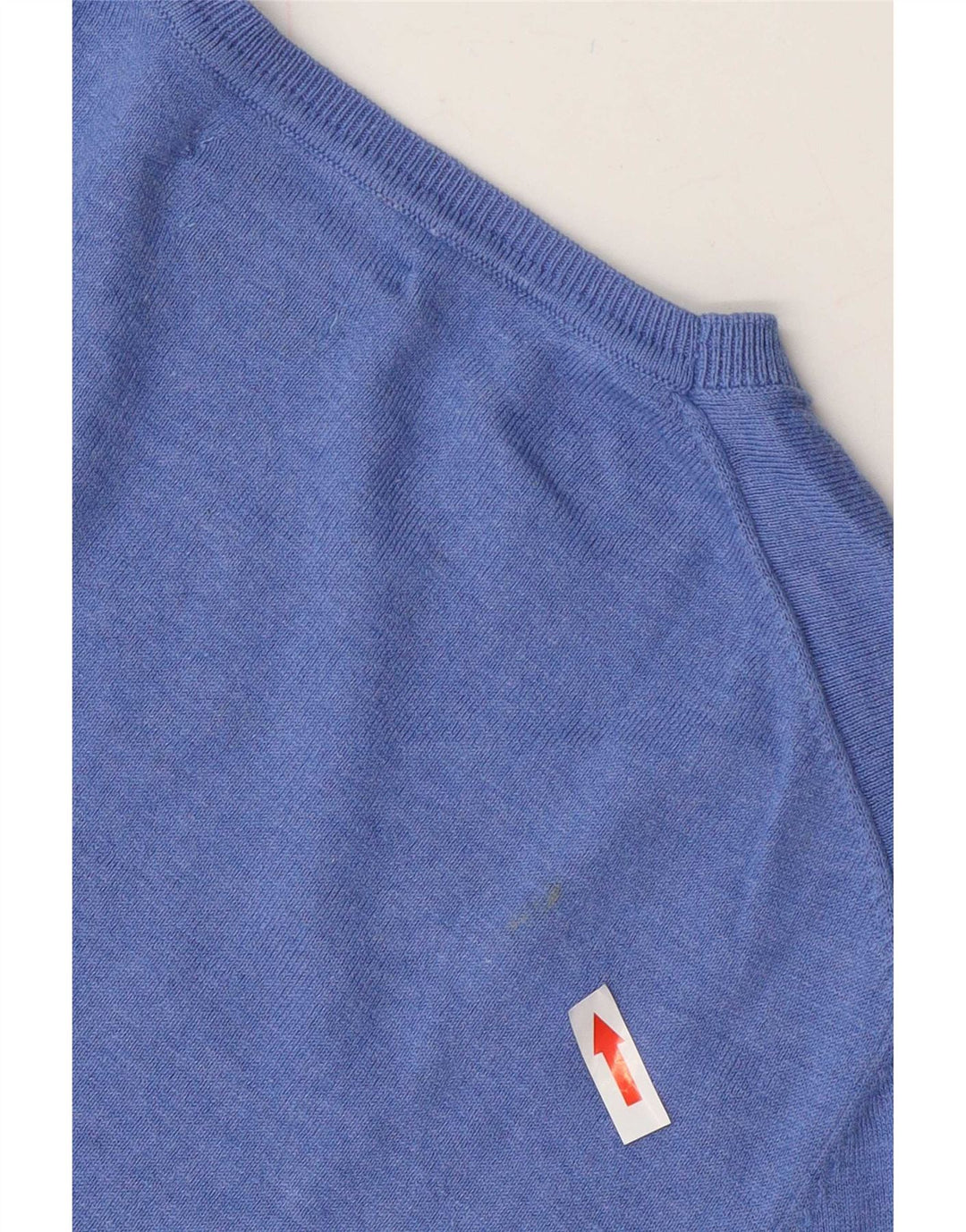 Massimo Dutti Herren-Pullover mit V-Ausschnitt aus mittelblauer Baumwolle