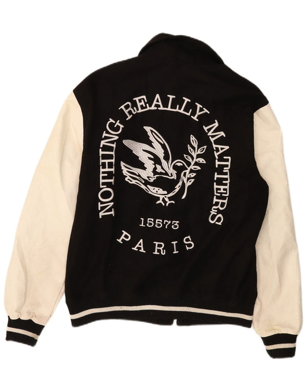 Pull & Bear Herren Paris Varsity Jacke UK 38 Mittelschwarz Farbblock