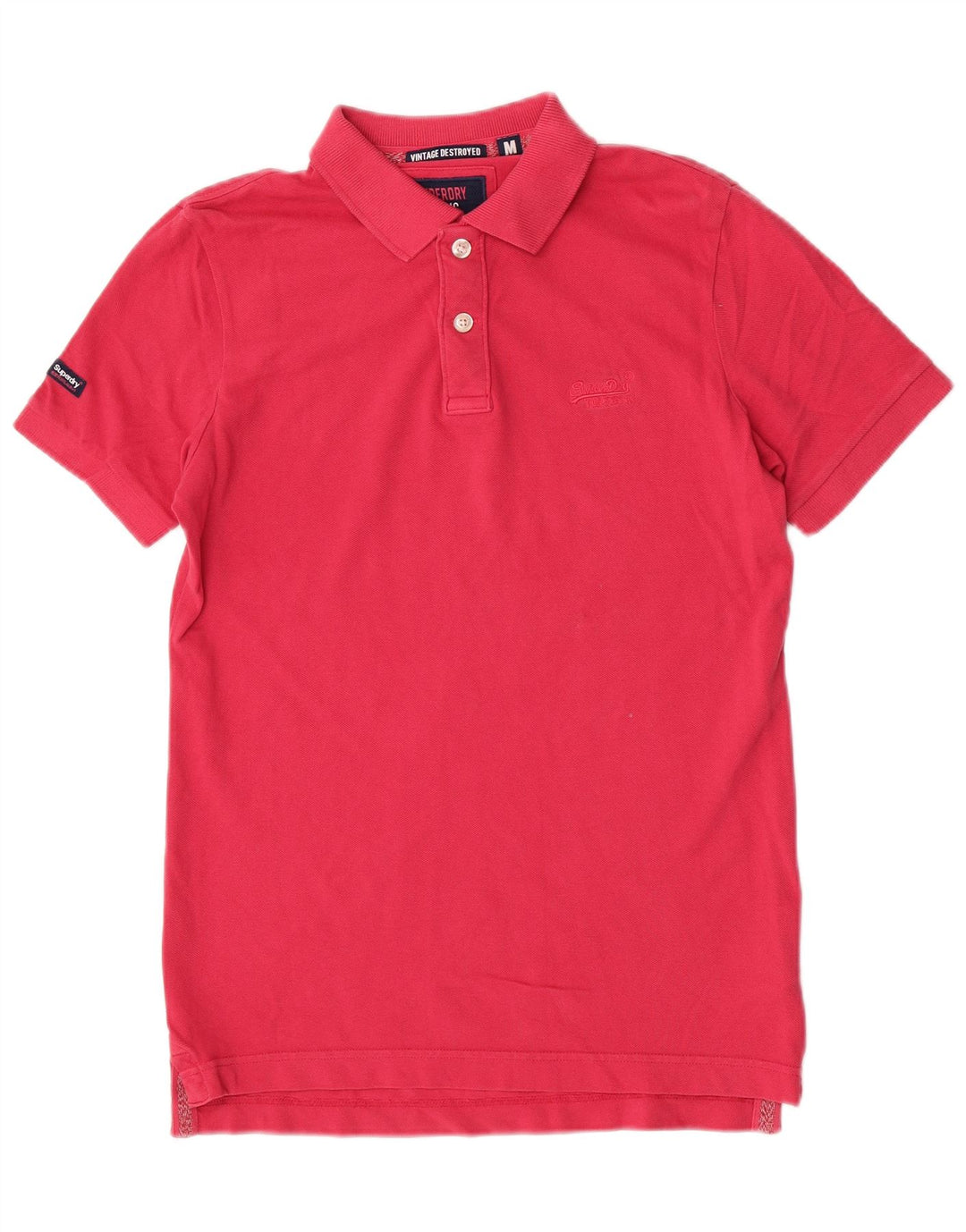Superdry Herren Kurzarm-Poloshirt aus mittelrosa Baumwolle