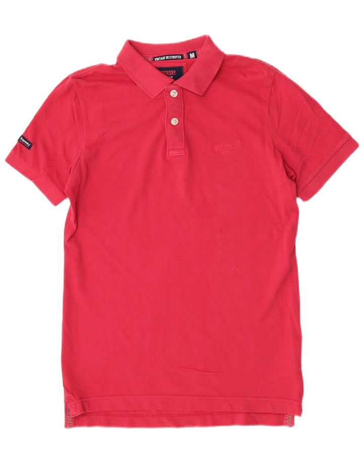 Superdry Herren Kurzarm-Poloshirt aus mittelrosa Baumwolle