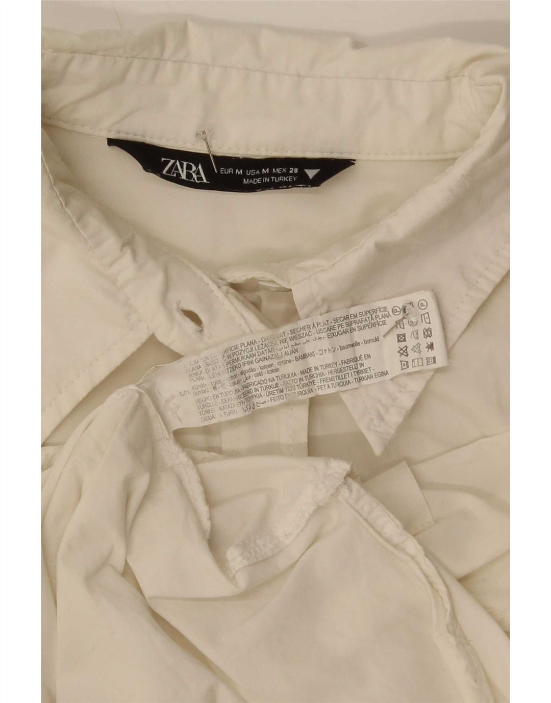 Zara Damen-Oversize-Hemd, UK 14, mittelweiße Baumwolle
