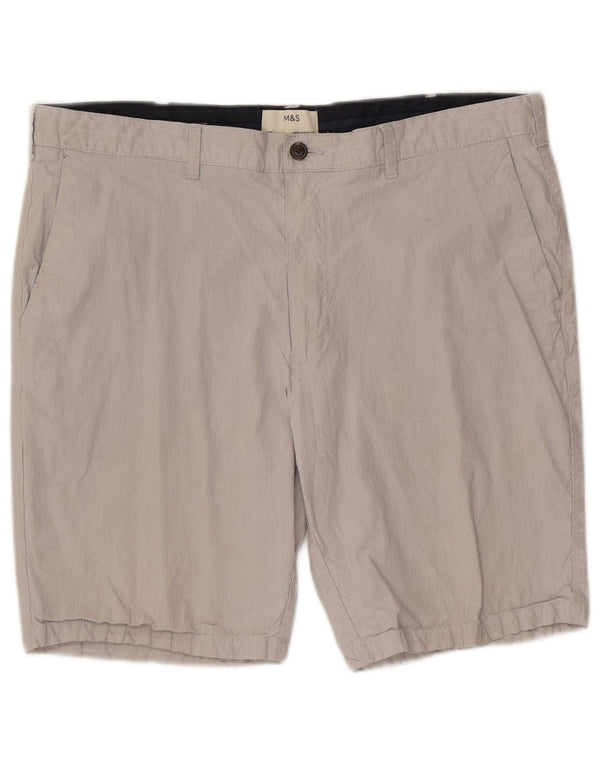 Marks & Spencer Herren-Chinoshorts W40 XL Graue Nadelstreifen-Baumwolle