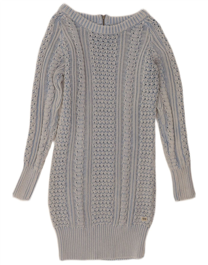 G-Star Damen Übergroßes Pulloverkleid UK 10 Small Blaue Baumwolle