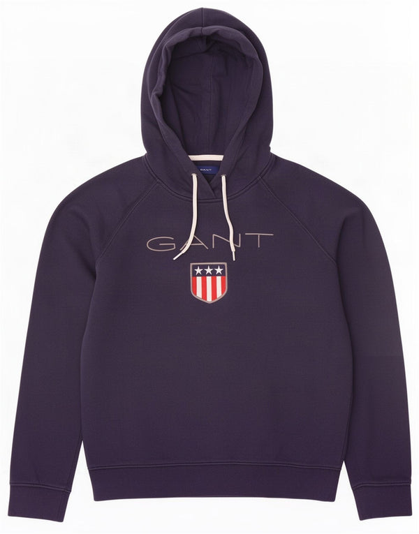 Gant Womens Graphic Sweatshirt Jumper UK 14 Medium Navy Blue Cotton