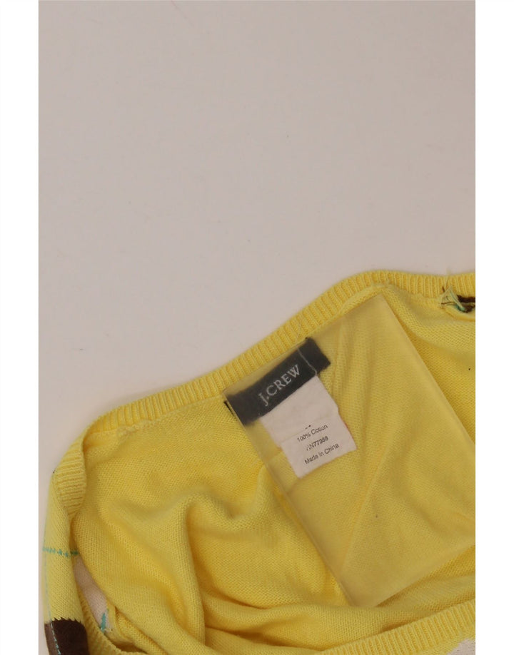 J. CREW Damen-Pullover mit V-Ausschnitt, UK 12, mittelgelb, Argyle/Diamant