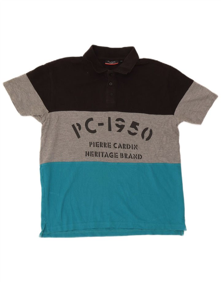 Pierre Cardin Herren-Poloshirt mit Grafik, groß, mehrfarbig, Farbblock