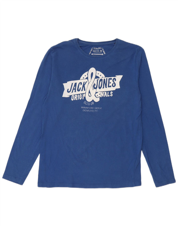Jack & Jones Herren-Grafik-Oberteil, langärmelig, groß, aus blauer Baumwolle