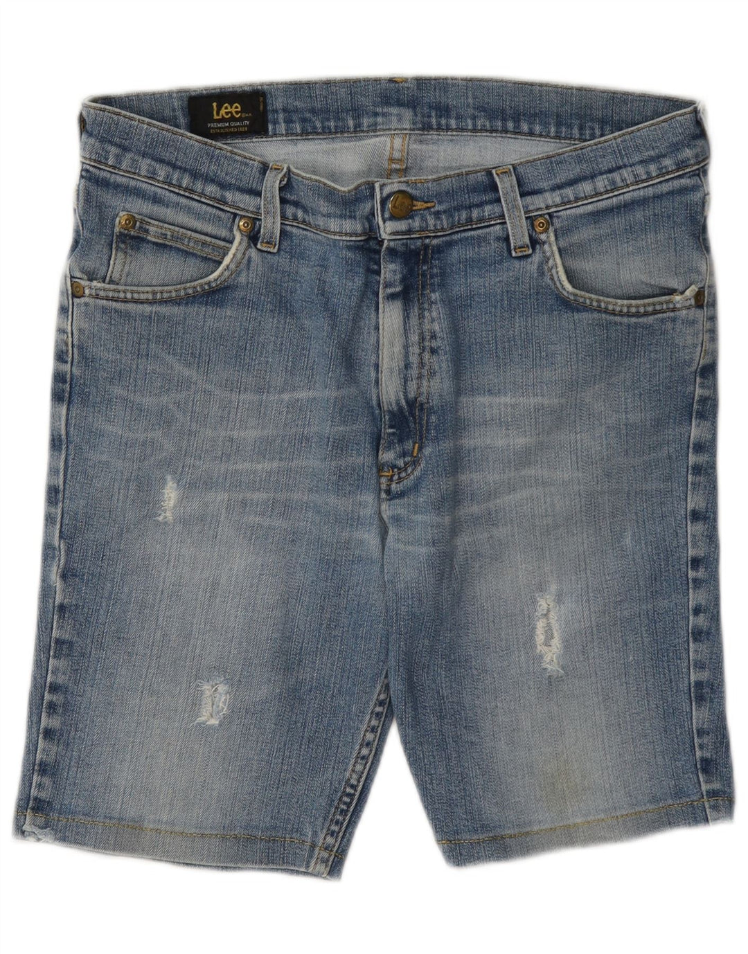 Lee Damen REED Distressed Denim Shorts W34 Große blaue Baumwolle