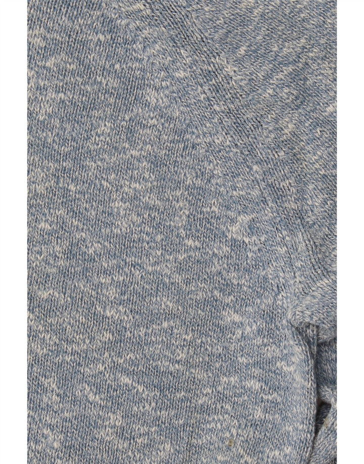 Marks & Spencer Herren-Pullover mit U-Boot-Ausschnitt, klein, blau gesprenkelte Baumwolle