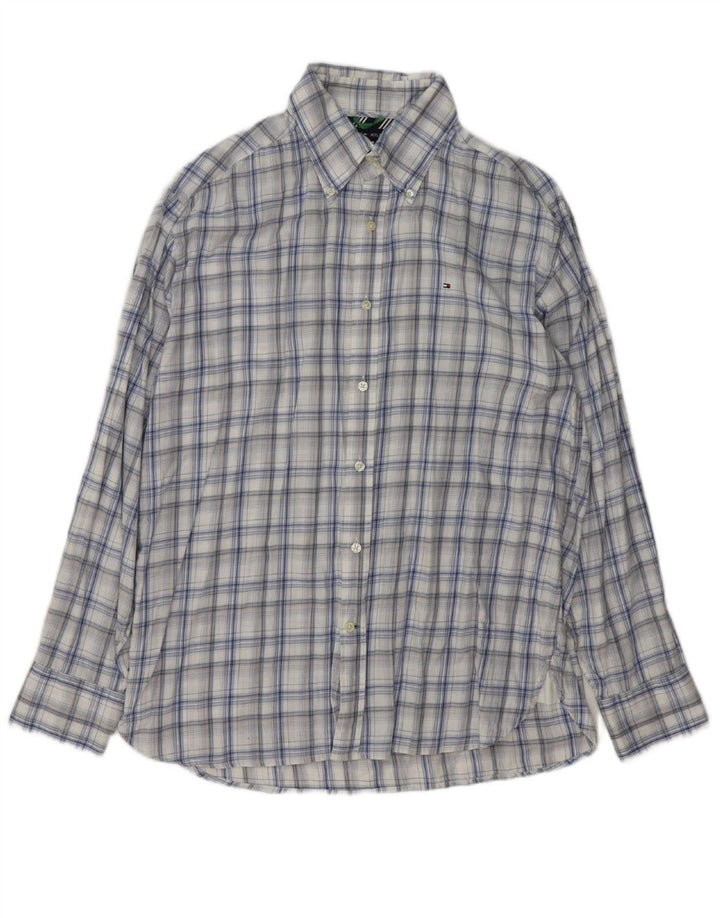 TOMMY HILFIGER Mens Grant Fit Shirt Large Blue Check Cotton