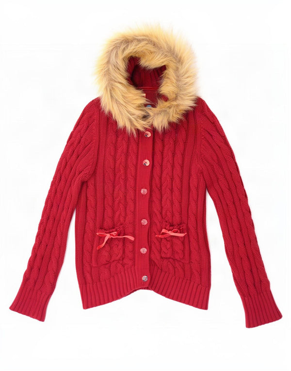 Joe Browns Damen-Cardigan mit Kapuze, UK 16, Größe L, Kastanienbraun, Baumwolle