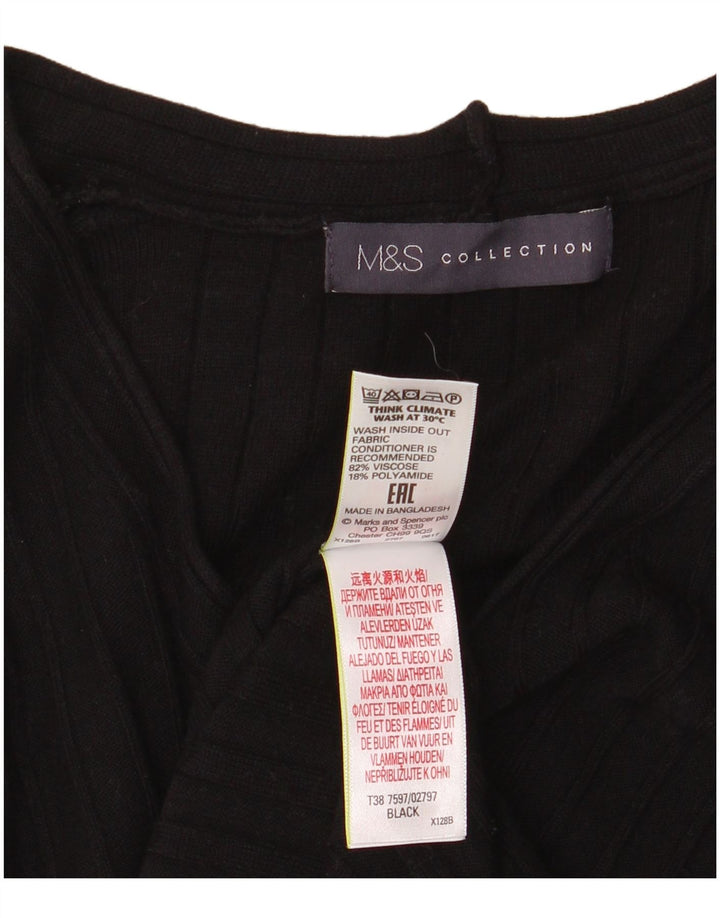 Marks & Spencer Damen-Pullover mit V-Ausschnitt, Gr. 8, Größe S, schwarze Viskose