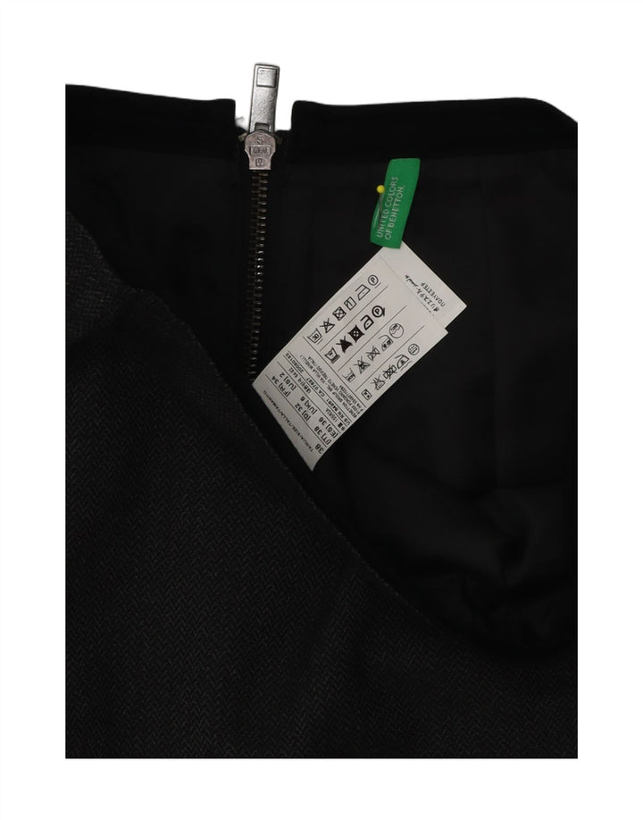 Benetton Damen Minirock UK 6 XS W27 Graues Fischgrätenmuster aus Polyester