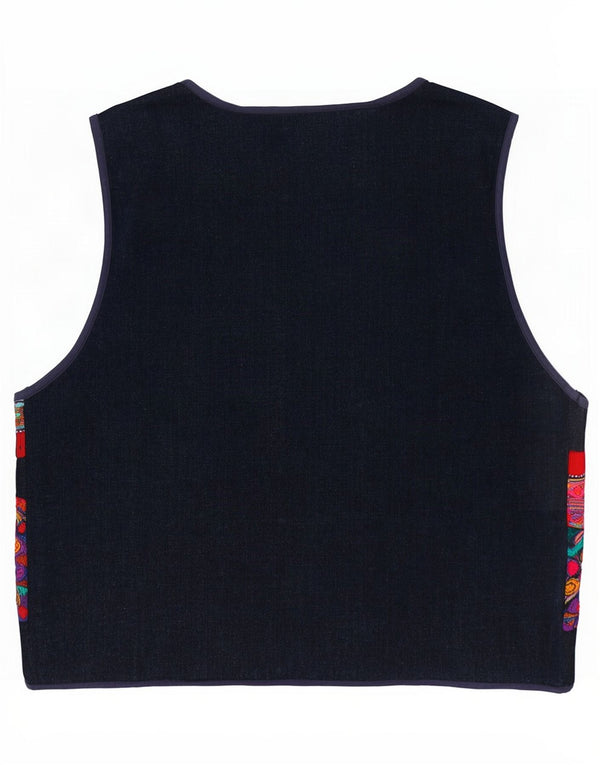 Vintage Damen Ärmelloser Cardigan Pullover UK 14 Groß Mehrfarbig