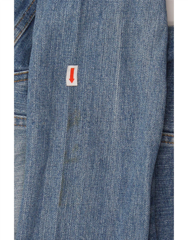 VINTAGE Damen Crop Jeansjacke UK 14 Große blaue Baumwolle