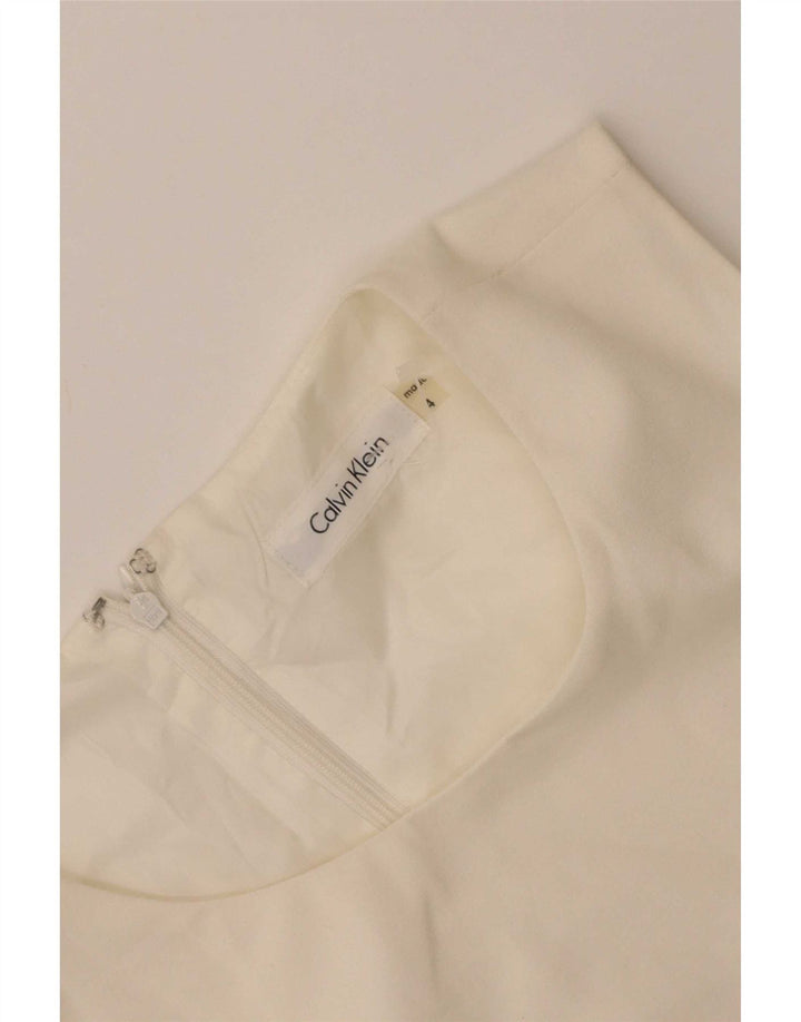 Calvin Klein Damen Ärmelloses Etuikleid US 4 Small Off White
