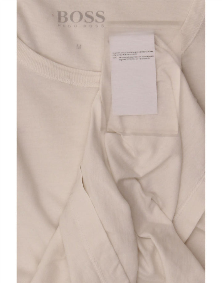 Hugo Boss Damen T-Shirt Top UK 12 Mittelweiße Baumwolle