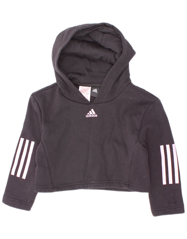 Adidas Mädchen Crop Hoodie Pullover 5–6 Jahre schwarze Baumwolle