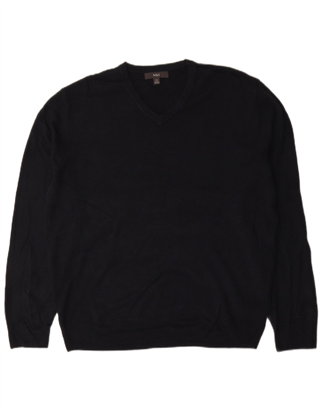 Marks & Spencer Herren-Pullover mit V-Ausschnitt, 2XL, schwarzes Acryl