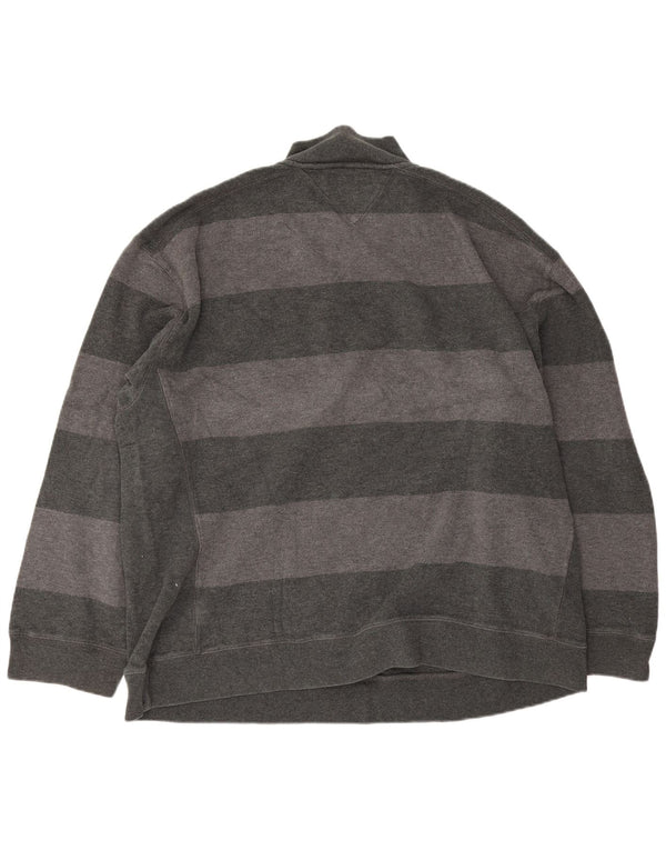 Tommy Hilfiger Herren-Pullover mit Reißverschluss, 2XL, grau gestreift, Baumwolle