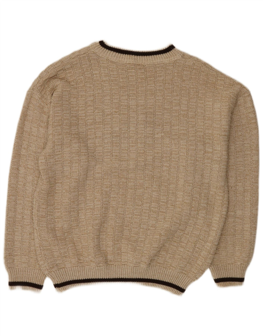 VINTAGE Herren Pullover mit grafischem Rundhalsausschnitt, IT 52 XL, Beige, Polyacryl