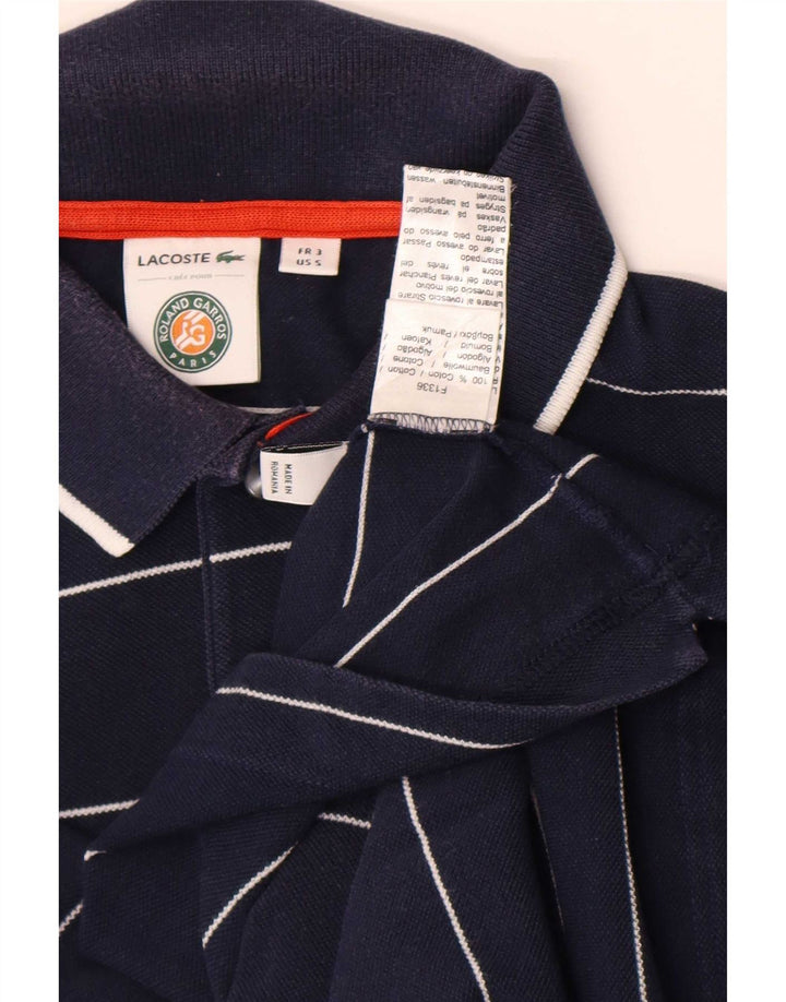 Lacoste Herren-Poloshirt, Größe 3, klein, marineblau, gestreift, Baumwolle