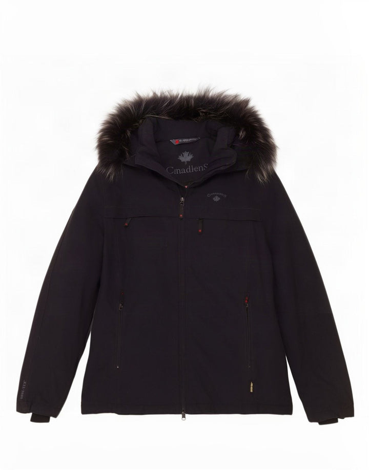 Canadiens Damen-Windbreakerjacke mit Kapuze, EU 38, mittelschwarz, Polyamid