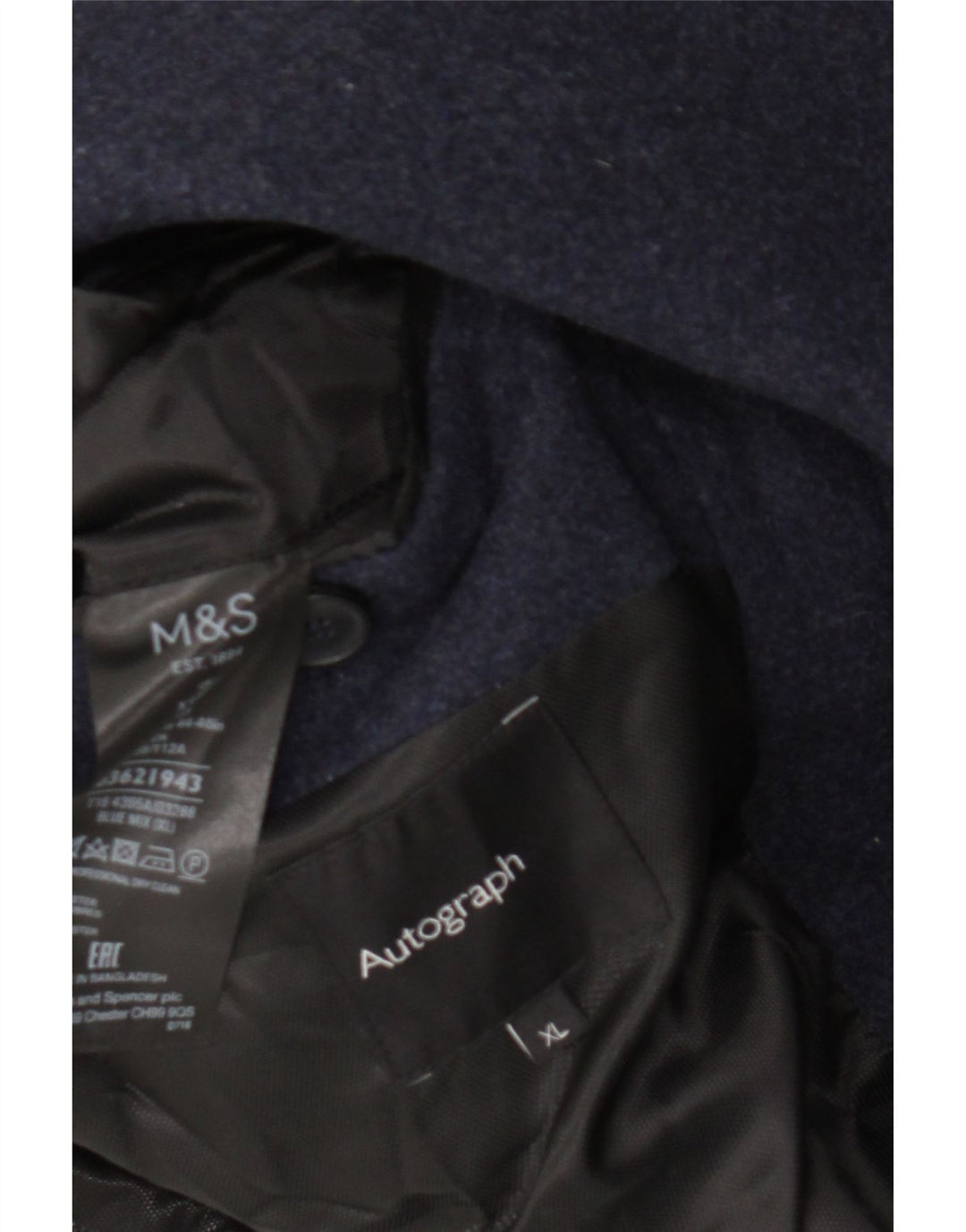 Marks & Spencer Herrenmantel UK 42 XL Marineblaue Wolle