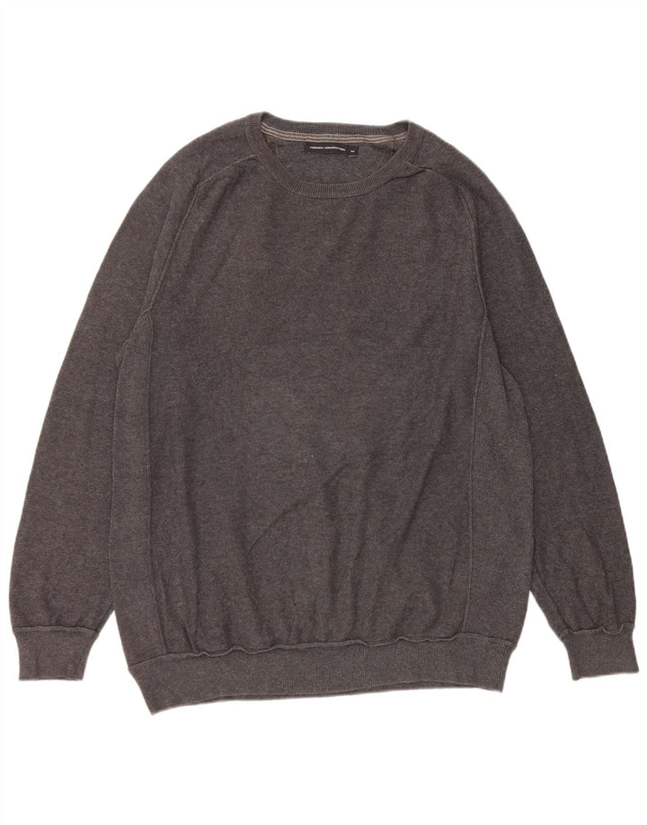 French Connection Herren-Pullover mit U-Boot-Ausschnitt aus mittelgrauer Baumwolle