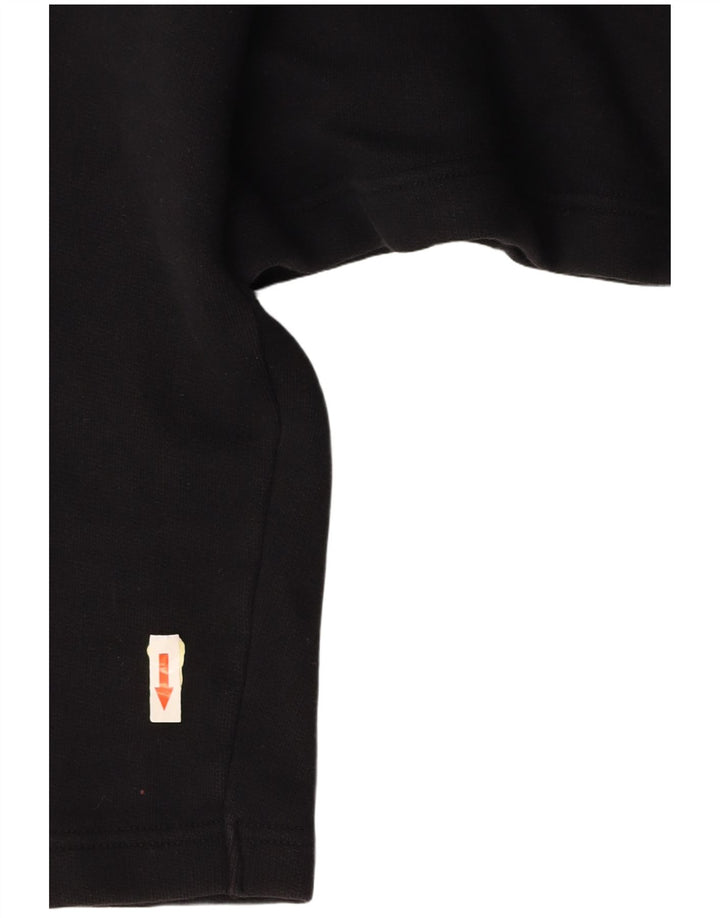 BENETTON Damen Übergroßes Grafik-Crop-Poloshirt UK 10 Small Schwarz