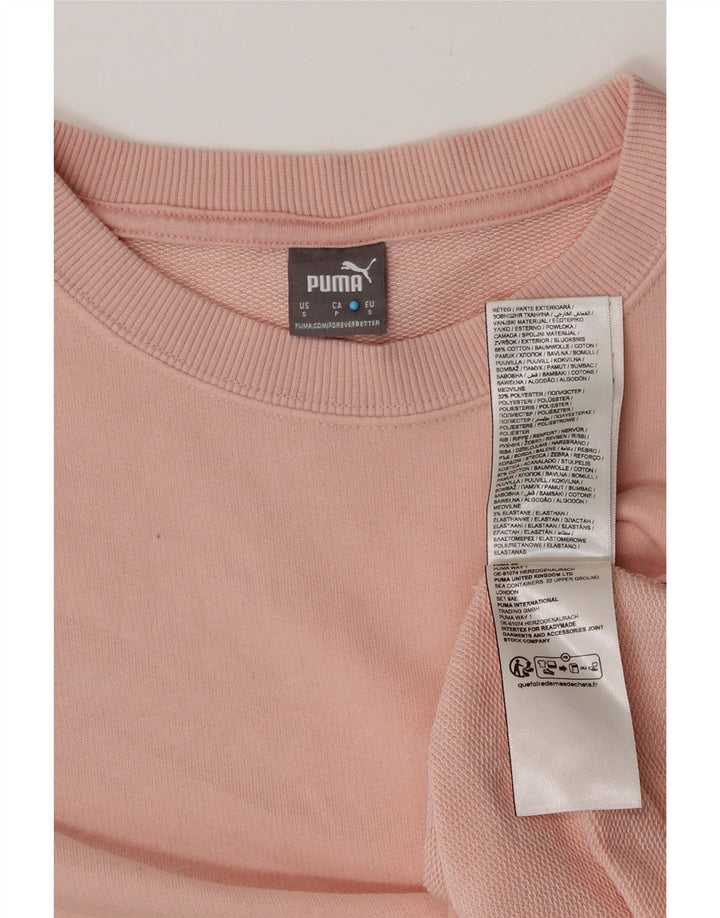 PUMA Damen Übergroßer Crop-Sweatshirt-Pullover UK 10 Small Rosa Baumwolle