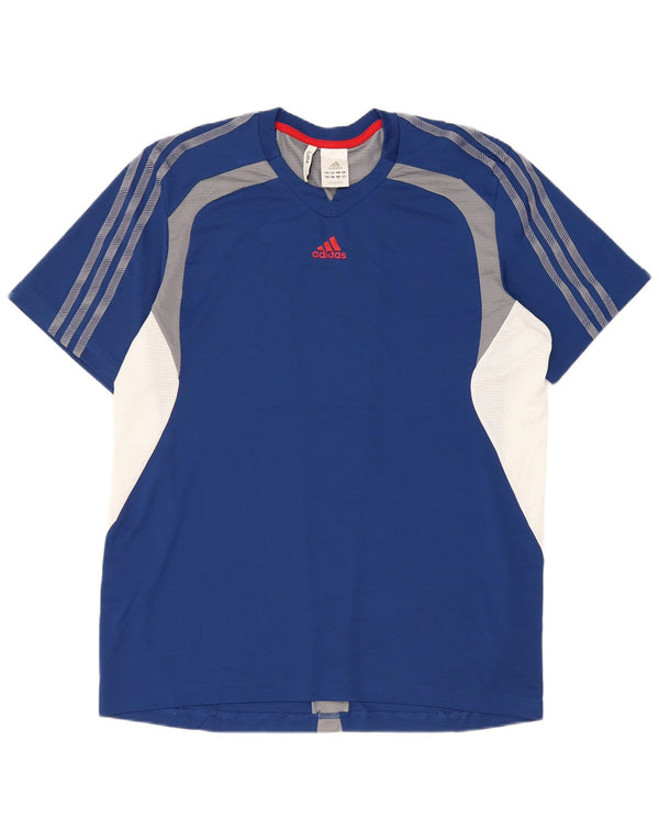 Adidas Herren Climacool T-Shirt Top, großes blaues Farbblock-Polyester