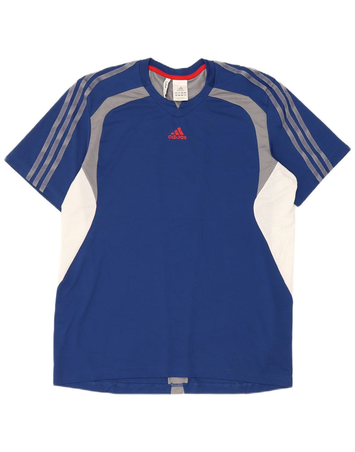 Adidas Herren Climacool T-Shirt Top, großes blaues Farbblock-Polyester