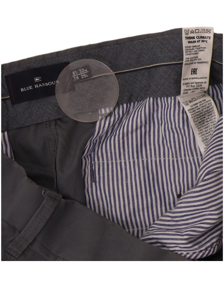 Marks & Spencer Herren Blue Harbour Gerade Chinohose W32 L29 Grau