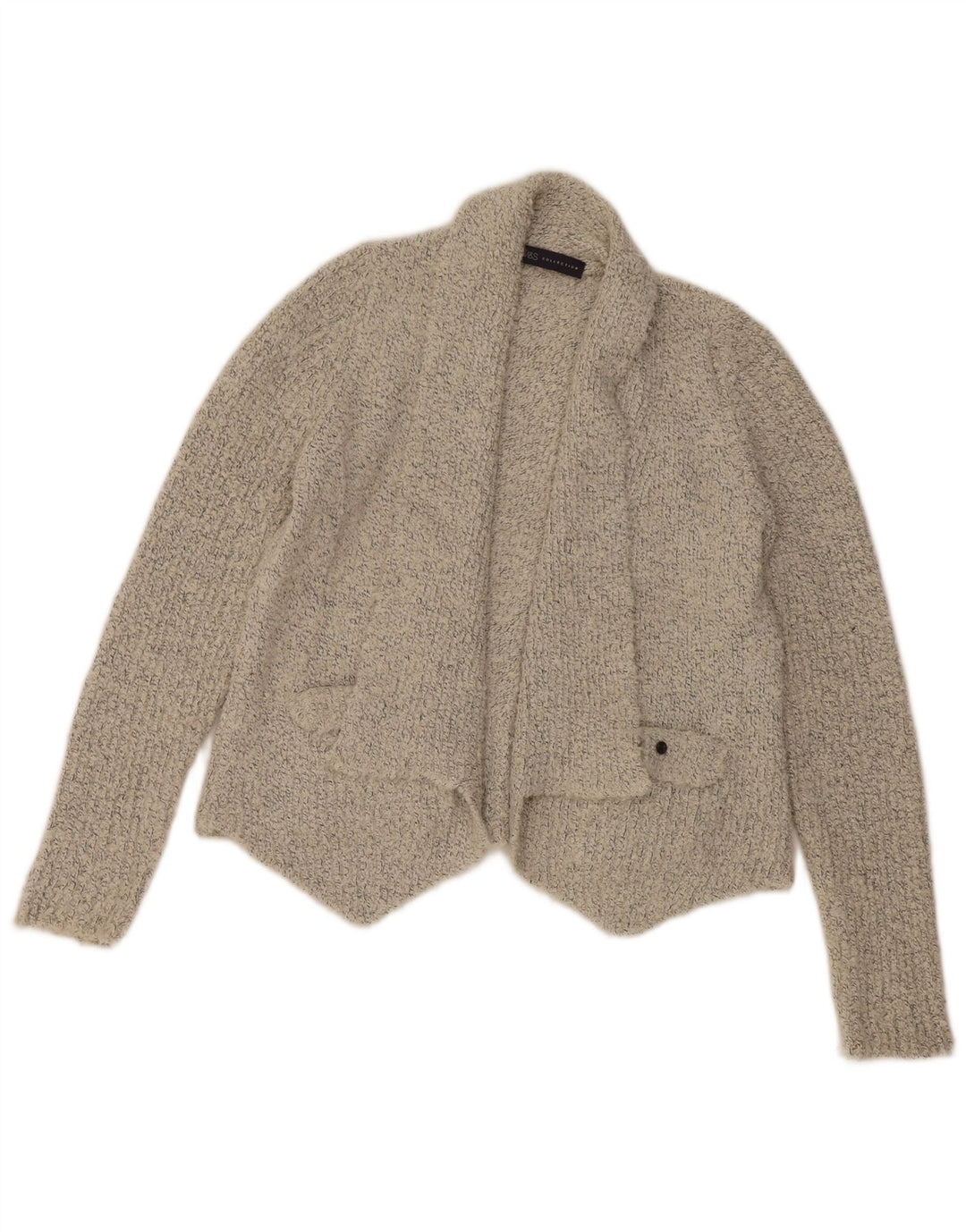 Marks & Spencer Damen Crop Open Cardigan Pullover UK 14 Mittelgrau meliert