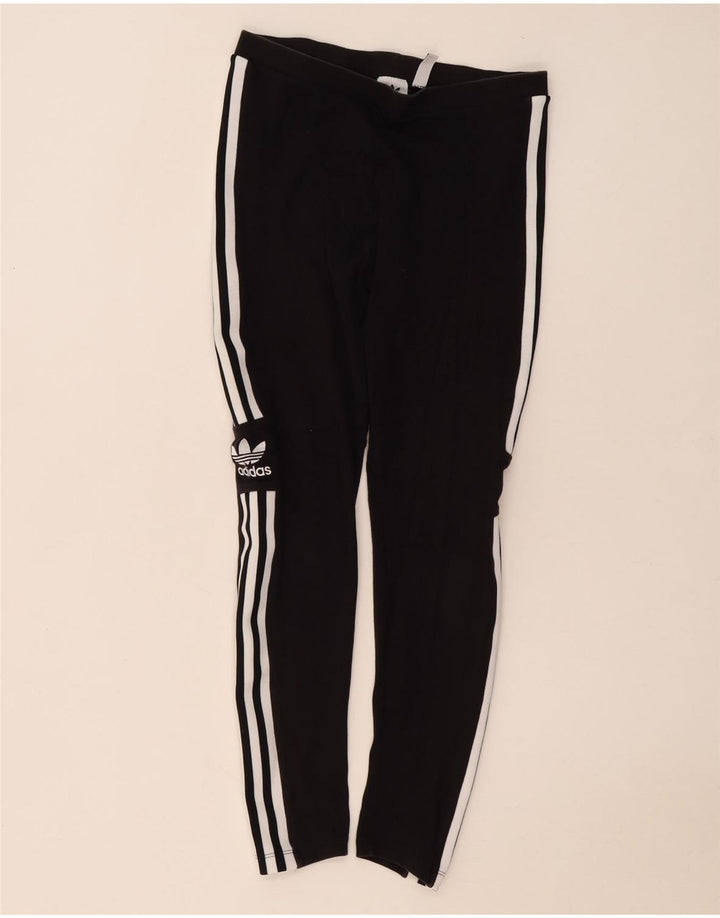 Adidas Damen Leggings UK 12 Medium Schwarz Baumwolle